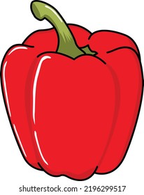 Fresh red bell pepper or paprika flat vector design. Using for illustration variant of vegetables and illustration on children book or flash card.