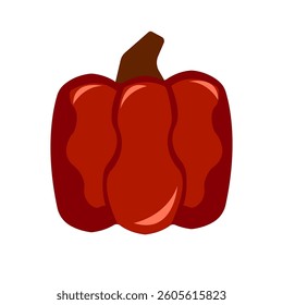 A fresh red bell pepper with a smooth, shiny surface and vibrant color, showcasing its natural texture