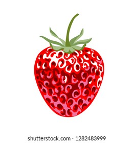 Fresh red berry strawberry, ripe dessert juicy berry on white background, realistic icon, vector illustration