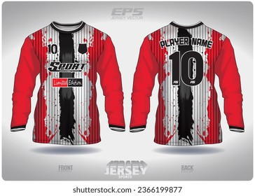 Diseño de estampado de rayas rojas y negras, ilustración, fondo textil para camisetas deportivas, maqueta de camisetas de fútbol para el club de fútbol. vista frontal coherente