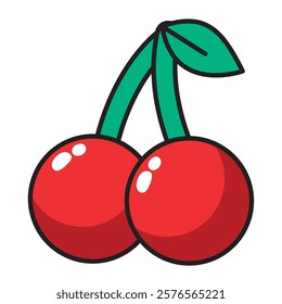 Fresh red cherries vector design