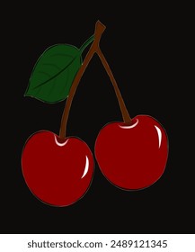 Frutos de cereza frescos y rojos