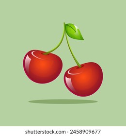 
fresh red cherry fruit graphic vector illustration