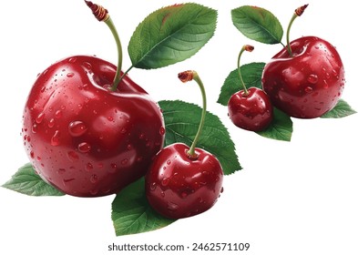 fresh red cherry fruit Isolated On white Background 