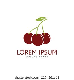 Icono del logotipo del Fruto de Cerezo Rojo Fresco. Símbolo de cerezas de ilustración vectorial.