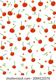Fresca cereza roja sobre ilustración vectorial de fondo blanco.