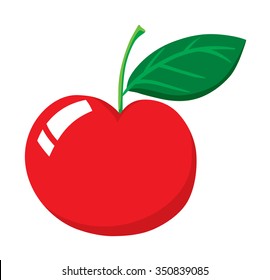 Fresh red cherry with stem illustration