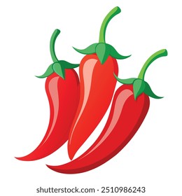 Fresh Red Chilli Art, Vector, Icon and Graphic, Flat Vegetables Illustration Design On White Background