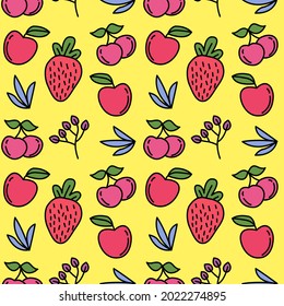 fresh red fruit seamless vector background
