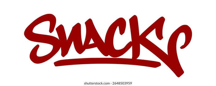 Fresh red graffiti tag "Snack" with playful drip style and transparent background. Slang for someone attractive or looking good.