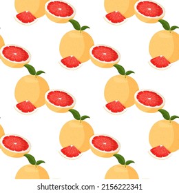 Fresh red grapefruit background. Bright fruit seamless pattern.