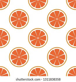 Fresh red grapefruit sliced vector illustration on white. Seamless grapefruit pattern.