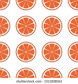 Fresh red grapefruit sliced vector illustration on white. Seamless grapefruit pattern.