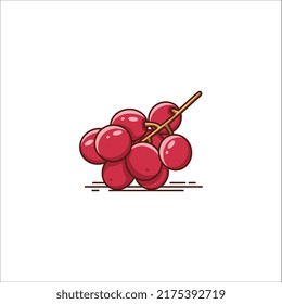 Ilustración vectorial de las uvas rojas frescas Aisladas en fondo blanco