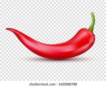 Fresh Red Hot Chili Pepper. Kitchen Organic Vector Spicy Taste Chili Mexican Pepper.