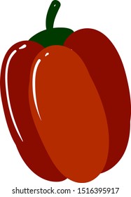 Fresh red pepper, illustration, vector on white background.