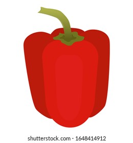 Icono aislado de verduras de pimienta roja. Pimienta búlgara. Lo mejor para el mercado agrícola, la receta de ensalada vegetariana o el diseño web. ilustración vectorial en estilo plano con sombras. Aislado sobre fondo blanco.