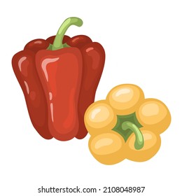Verdura de pimienta roja fresca aislada. pimienta para el mercado de los granjeros, diseño de recetas de ensaladas vegetarianas. ilustración vectorial en un estilo plano