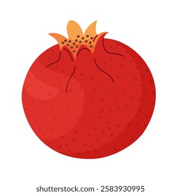 Fresh red pomegranate. Raw food Hand drawn trendy flat style isolated icon. Ripe pomegranate fruit, Punica granatum. Vector illustration