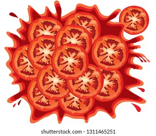Fresh red slices of tomatoes 
