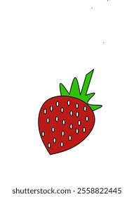 fresh red strawberry fruit illustration for small children's book