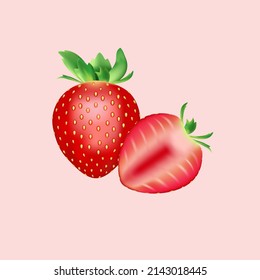 fresh red strawberry fruit vector for illustration,children's book,sticker.