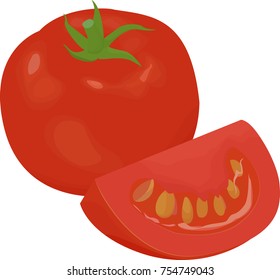 Fresh red tomato isolated on white