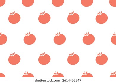 Fresh red tomato seamless pattern with solid design on a white background, perfect for food-related designs and packaging.