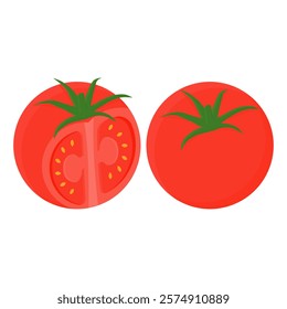 Fresh Red Tomato Vector. Healthy Tomato Element. Fresh Tomato Slice.