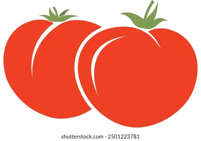 Icono de verduras de tomate rojo fresco. tomate para el mercado agrícola, diseño de receta de ensalada vegetariana. Alimentos orgánicos. Ilustración vectorial plana de tomate sobre fondo blanco
