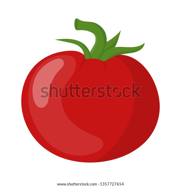 白い背景に新鮮な赤いトマト野菜 マーケット用のトマトアイコン レシピデザイン 有機食品 カートーンフラットスタイル デザイン ウェブ用のベクターイラスト のベクター画像素材 ロイヤリティフリー