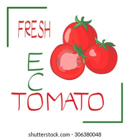 fresh  red tomatoes eco vector isolated on white