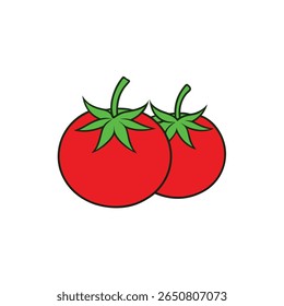 Fresh red tomatoes on stem bright and vibrant vegetable Vector illustration