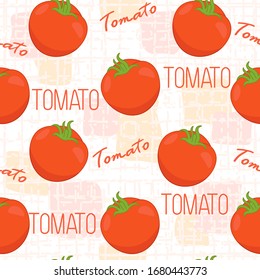 fresh red tomatoes seamless pattern on abstract background, editable vector illustration for food decoration, fabric, textile, paper, print