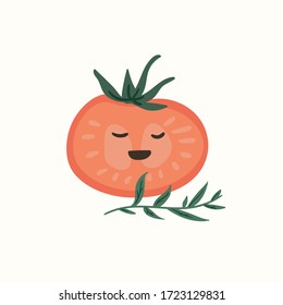 Fresh red tomatoes vector illustrations. hand draw cartoon Scandinavian nordic design style for fashion or interior or cover or textile or background.