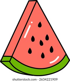 Fresh red watermelon slice vector