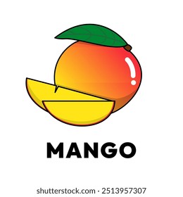 Ilustração de vetor de frutas de manga, vermelho e amarelo fresco