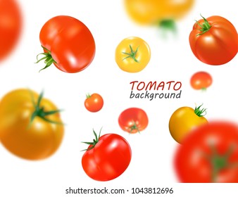 Frische rote und gelbe Tomaten auf hellem Hintergrund. Qualitätsvektorgrafik.