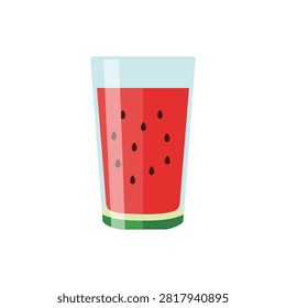 Fresh Refreshing Watermelon Smoothie in a Glass with Seeds and Rind Design Isolated on White Background