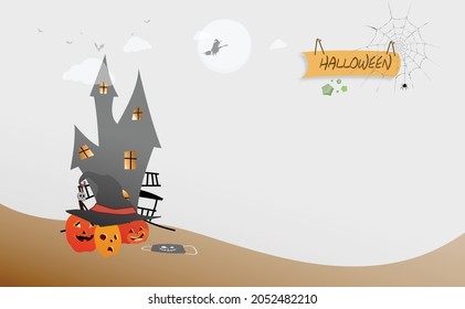 Fresh and relaxing halloween vector and illustration concepts art background ,wide halloween art and illustration decoration