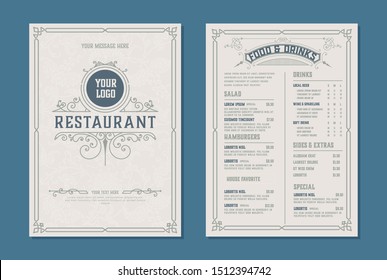 Fresh retro template for  restaurant menu design. Vector layered.
