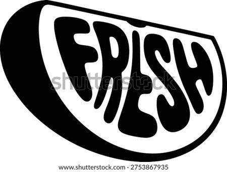 Fresh retro typographic logo design inside a fruit slice shape with groovy bubble letters