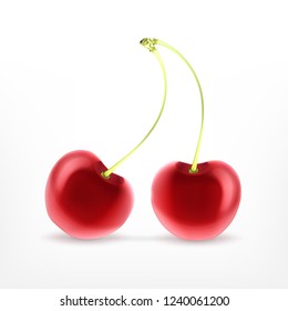 Fresh ripe cherry. Vector icon. EPS10