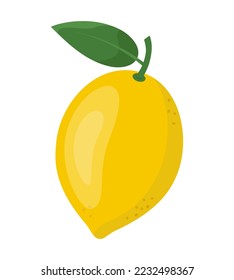 Fresh ripe lemon. Healthy organic fruits theme. Vector illustration isolated on white background.