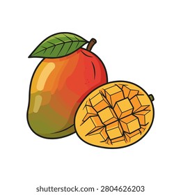 Fresh ripe mango fruit with slice tropical nutrition tropicalfruit agriculture delicious freshness culinary