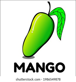 fresh and ripe mango fruit vector for kids coloring, simple and unique design