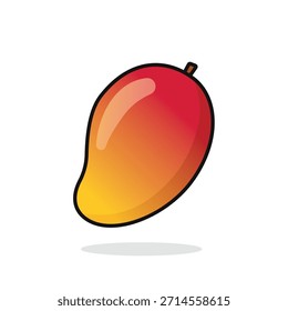 Icono maduro fresco de la Ilustración vectorial de la fruta del mango en estilo plano de la historieta aislado en el fondo blanco