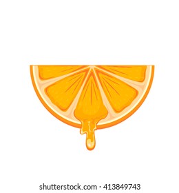 Fresh ripe orange slice isolated on white background, illustration.