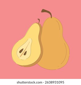Fresh and Ripe Pears on a Light Pink Background for an Artistic and Vibrant Look