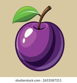 Fresh ripe plum clipart design featuring a vibrant and detailed illustration, ideal for healthy food, recipe, and nature projects.